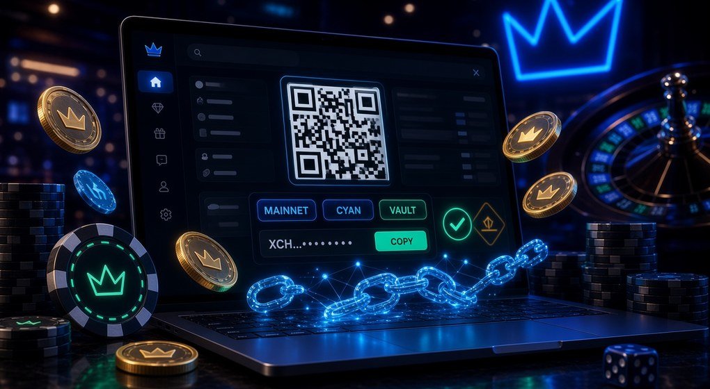Crypto deposit screen with QR code and network selection